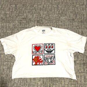 Uniqlo x Keith Haring Crossing Lines Cropped Tee Shirt | Sz XL